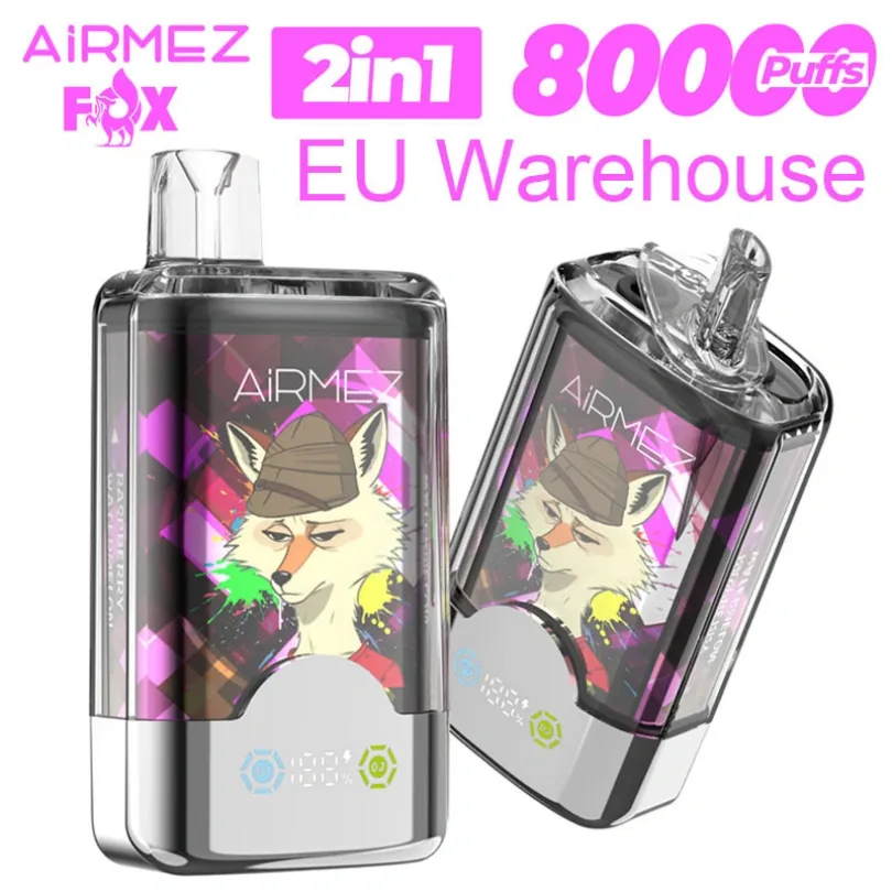 Airmez 80000 Puffs 80K Fox 2 en 1 Vape jetable à double saveur